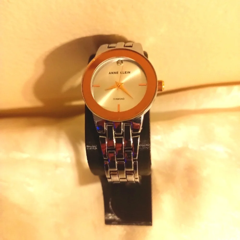 Anne Klein rose gold silver tone diamond womens watch